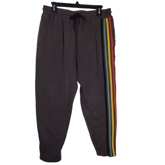 Hurley Mens Gray Rainbow Striped Sweatpants Size Large Drawstring Casual Comfy - Picture 1 of 11